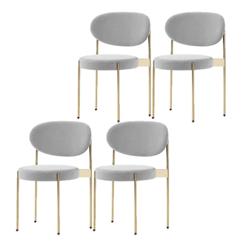 Glam Style Open Back Chair Upholstered Dining Side Chair for Indoor Light Gray 4 Piece Set Clearhalo 'Dining Chairs' 'Dining Tables & Seating' 'dining_chair' 'furn' 'furn_dining_chair' 'Furniture' 'furniture_dining_chair' 'Kitchen & Dining Furniture' 5053890
