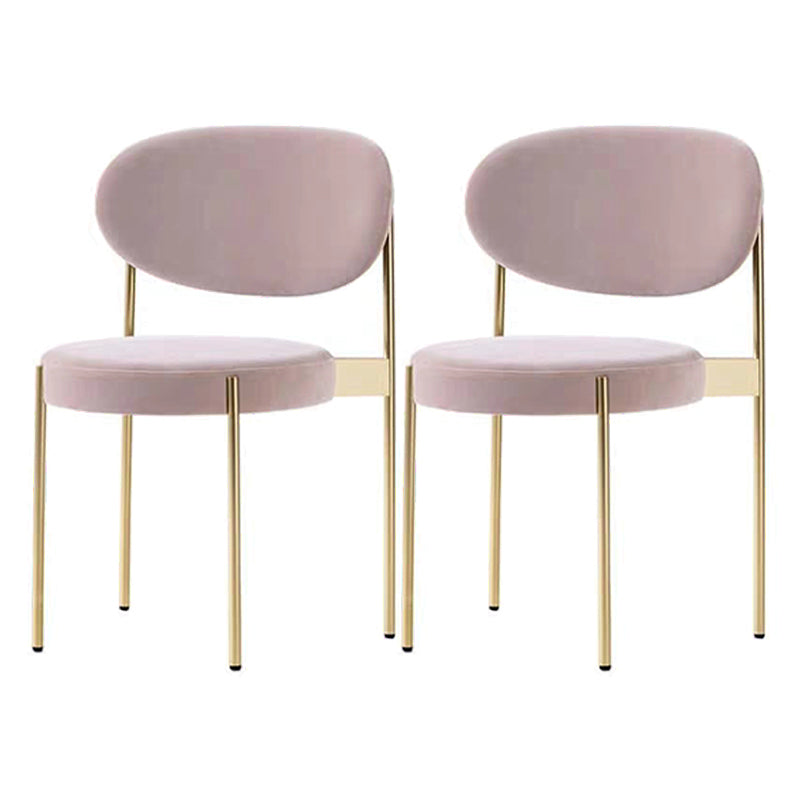 Glam Style Open Back Chair Upholstered Dining Side Chair for Indoor Pink 2 Piece Set Clearhalo 'Dining Chairs' 'Dining Tables & Seating' 'dining_chair' 'furn' 'furn_dining_chair' 'Furniture' 'furniture_dining_chair' 'Kitchen & Dining Furniture' 5053894