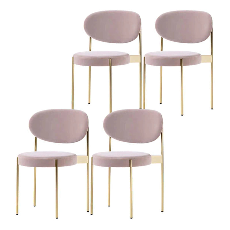 Glam Style Open Back Chair Upholstered Dining Side Chair for Indoor Pink 4 Piece Set Clearhalo 'Dining Chairs' 'Dining Tables & Seating' 'dining_chair' 'furn' 'furn_dining_chair' 'Furniture' 'furniture_dining_chair' 'Kitchen & Dining Furniture' 5053896