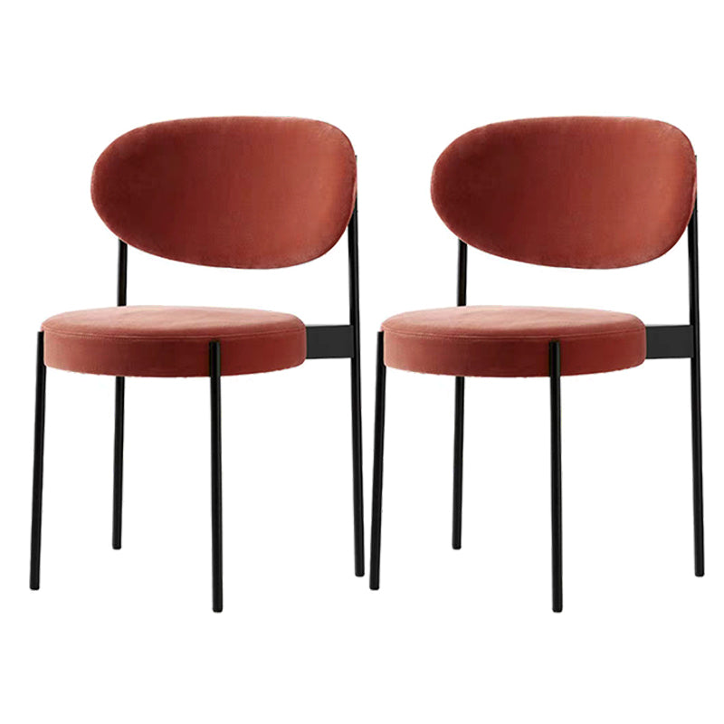 Glam Style Open Back Chair Upholstered Dining Side Chair for Indoor Orange 2 Piece Set Clearhalo 'Dining Chairs' 'Dining Tables & Seating' 'dining_chair' 'furn' 'furn_dining_chair' 'Furniture' 'furniture_dining_chair' 'Kitchen & Dining Furniture' 5053901