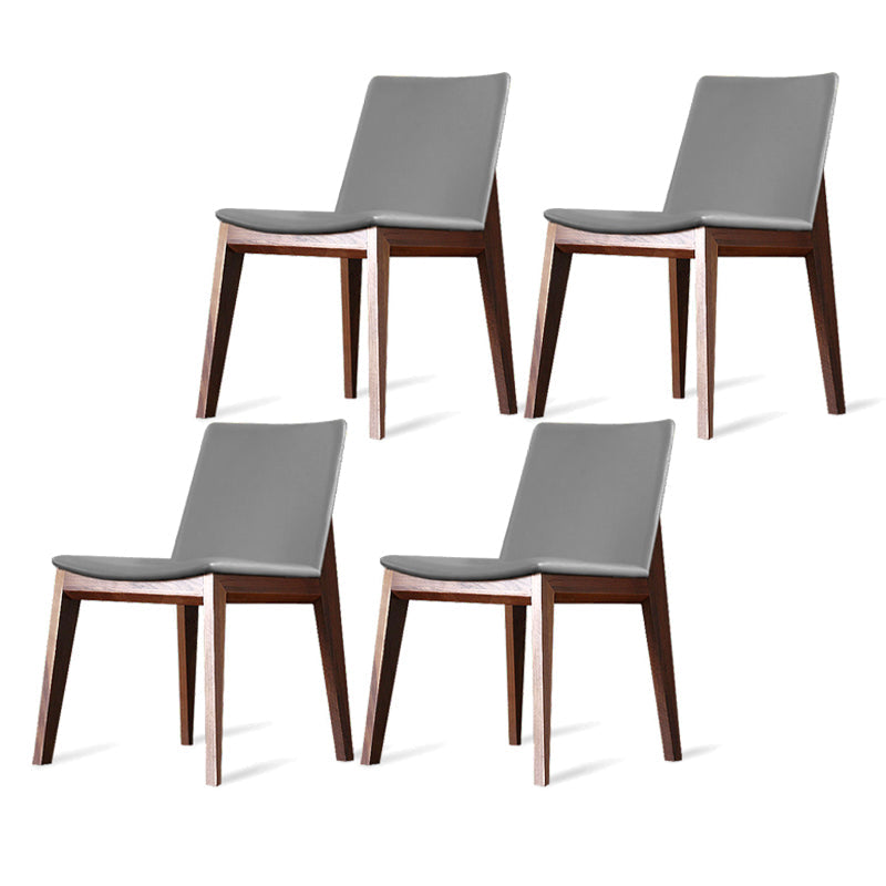 Modern Dining Room Armless Chairs Oak Wood Dining Chairs for Kitchen Grey 4 Piece Set Clearhalo 'Dining Chairs' 'Dining Tables & Seating' 'dining_chair' 'furn' 'furn_dining_chair' 'Furniture' 'furniture_dining_chair' 'Kitchen & Dining Furniture' 5053910