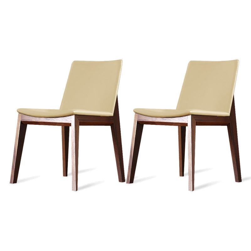 Modern Dining Room Armless Chairs Oak Wood Dining Chairs for Kitchen Light Yellow 2 Piece Set Clearhalo 'Dining Chairs' 'Dining Tables & Seating' 'dining_chair' 'furn' 'furn_dining_chair' 'Furniture' 'furniture_dining_chair' 'Kitchen & Dining Furniture' 5053920
