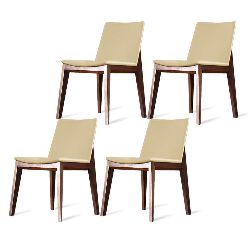Modern Dining Room Armless Chairs Oak Wood Dining Chairs for Kitchen Light Yellow 4 Piece Set Clearhalo 'Dining Chairs' 'Dining Tables & Seating' 'dining_chair' 'furn' 'furn_dining_chair' 'Furniture' 'furniture_dining_chair' 'Kitchen & Dining Furniture' 5053922