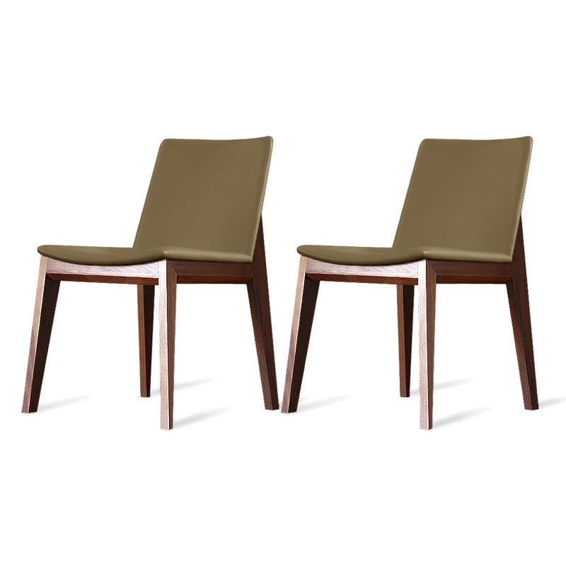 Modern Dining Room Armless Chairs Oak Wood Dining Chairs for Kitchen Khaki 2 Piece Set Clearhalo 'Dining Chairs' 'Dining Tables & Seating' 'dining_chair' 'furn' 'furn_dining_chair' 'Furniture' 'furniture_dining_chair' 'Kitchen & Dining Furniture' 5053924