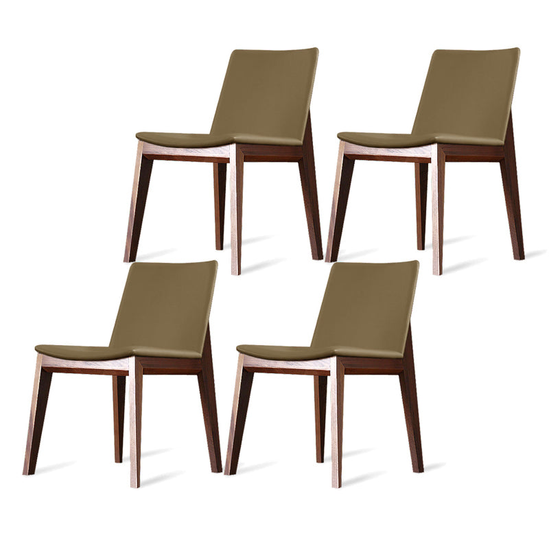 Modern Dining Room Armless Chairs Oak Wood Dining Chairs for Kitchen Khaki 4 Piece Set Clearhalo 'Dining Chairs' 'Dining Tables & Seating' 'dining_chair' 'furn' 'furn_dining_chair' 'Furniture' 'furniture_dining_chair' 'Kitchen & Dining Furniture' 5053925