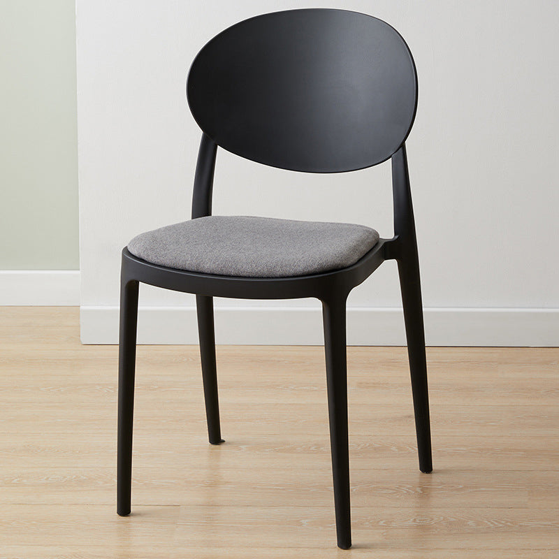 Scandinavian Plastic Armless Chair Indoor-Outdoor Open Back Chair Black Fabric 1 Piece Clearhalo 'Dining Chairs' 'Dining Tables & Seating' 'dining_chair' 'furn' 'furn_dining_chair' 'Furniture' 'furniture_dining_chair' 'Kitchen & Dining Furniture' 5053933