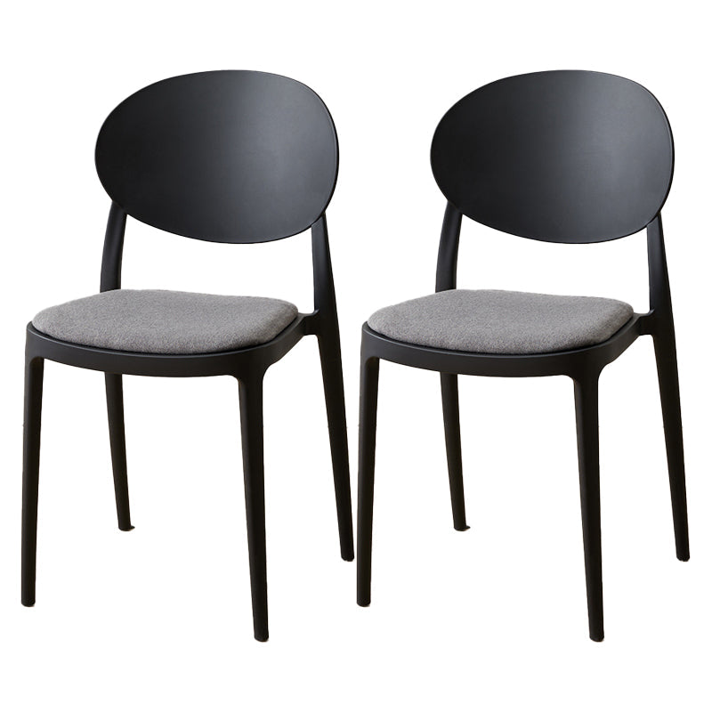 Scandinavian Plastic Armless Chair Indoor-Outdoor Open Back Chair Black Fabric 2 Piece Set Clearhalo 'Dining Chairs' 'Dining Tables & Seating' 'dining_chair' 'furn' 'furn_dining_chair' 'Furniture' 'furniture_dining_chair' 'Kitchen & Dining Furniture' 5053935