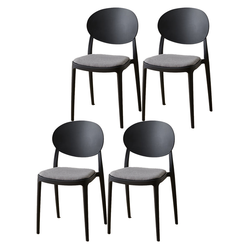 Scandinavian Plastic Armless Chair Indoor-Outdoor Open Back Chair Black Fabric 4 Piece Set Clearhalo 'Dining Chairs' 'Dining Tables & Seating' 'dining_chair' 'furn' 'furn_dining_chair' 'Furniture' 'furniture_dining_chair' 'Kitchen & Dining Furniture' 5053936