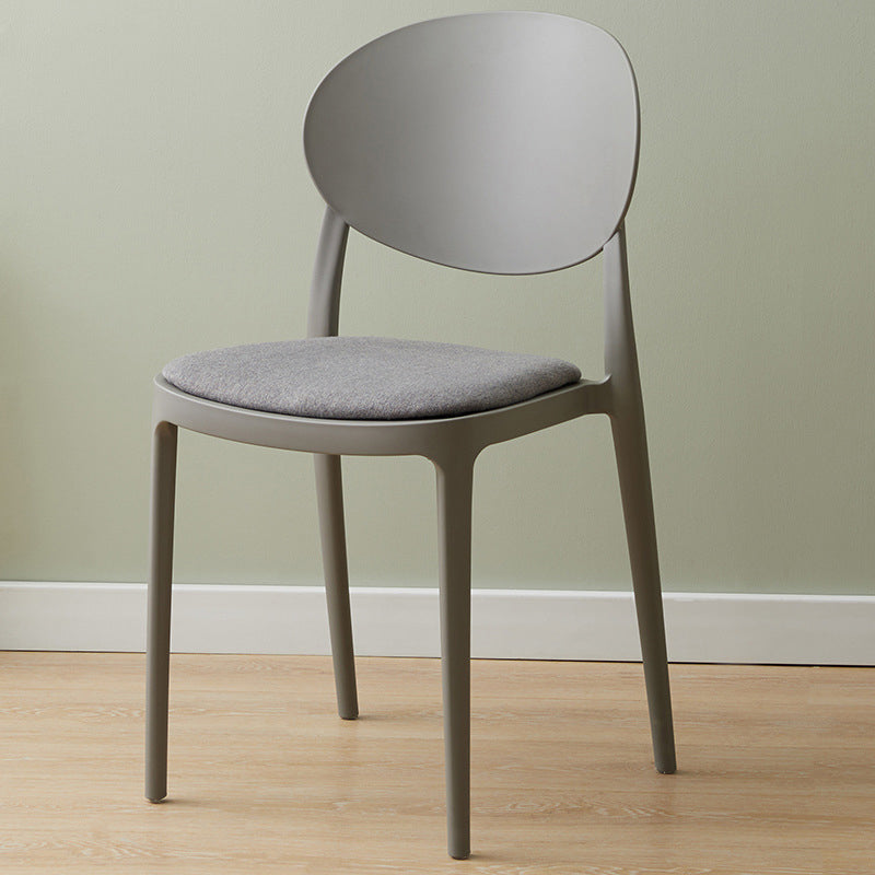 Scandinavian Plastic Armless Chair Indoor-Outdoor Open Back Chair Grey Fabric 1 Piece Clearhalo 'Dining Chairs' 'Dining Tables & Seating' 'dining_chair' 'furn' 'furn_dining_chair' 'Furniture' 'furniture_dining_chair' 'Kitchen & Dining Furniture' 5053939
