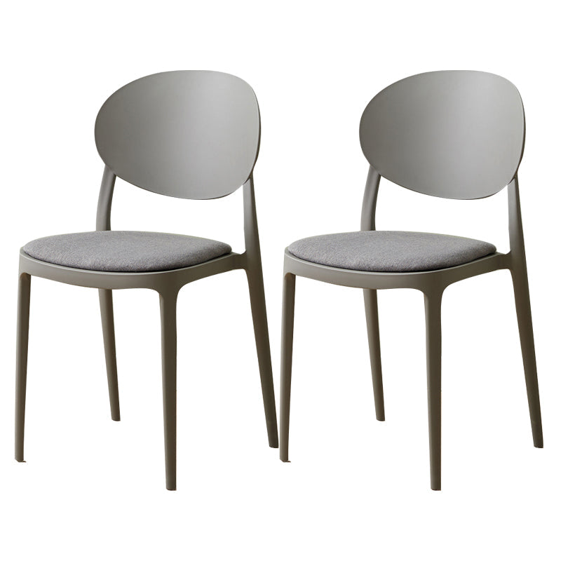Scandinavian Plastic Armless Chair Indoor-Outdoor Open Back Chair Grey Fabric 2 Piece Set Clearhalo 'Dining Chairs' 'Dining Tables & Seating' 'dining_chair' 'furn' 'furn_dining_chair' 'Furniture' 'furniture_dining_chair' 'Kitchen & Dining Furniture' 5053941