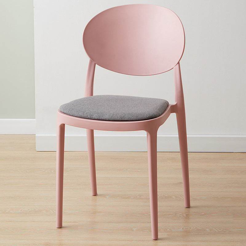 Scandinavian Plastic Armless Chair Indoor-Outdoor Open Back Chair Pink Fabric 1 Piece Clearhalo 'Dining Chairs' 'Dining Tables & Seating' 'dining_chair' 'furn' 'furn_dining_chair' 'Furniture' 'furniture_dining_chair' 'Kitchen & Dining Furniture' 5053951