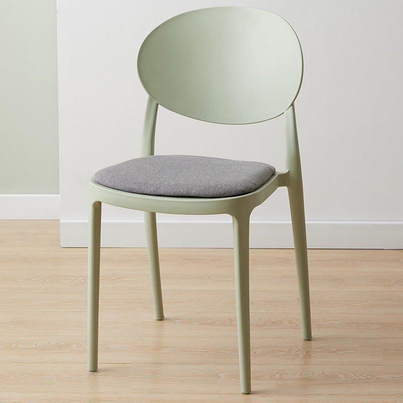 Scandinavian Plastic Armless Chair Indoor-Outdoor Open Back Chair Green Fabric 1 Piece Clearhalo 'Dining Chairs' 'Dining Tables & Seating' 'dining_chair' 'furn' 'furn_dining_chair' 'Furniture' 'furniture_dining_chair' 'Kitchen & Dining Furniture' 5053958