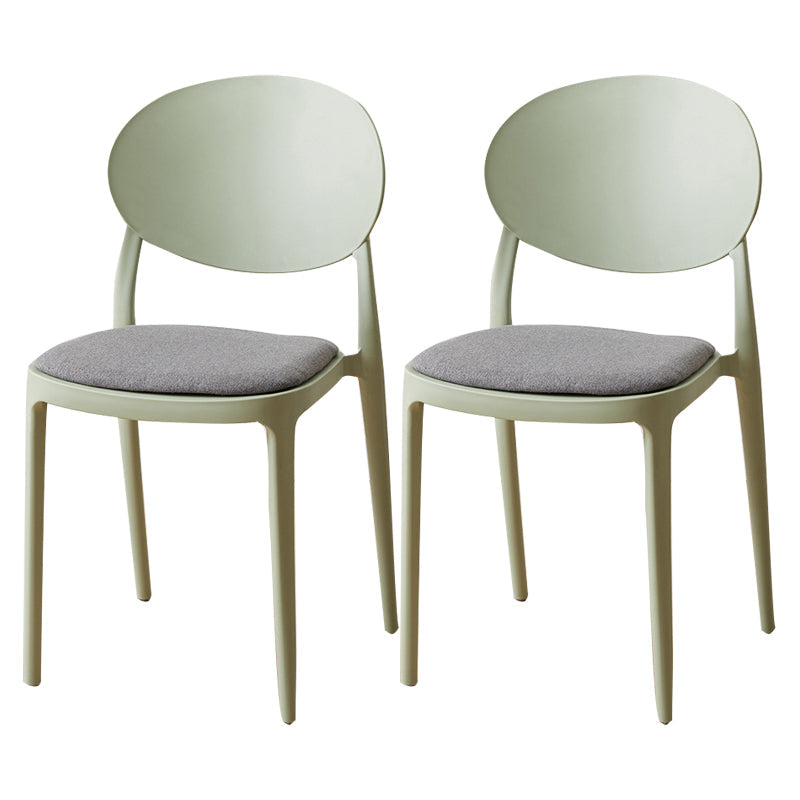Scandinavian Plastic Armless Chair Indoor-Outdoor Open Back Chair Green Fabric 2 Piece Set Clearhalo 'Dining Chairs' 'Dining Tables & Seating' 'dining_chair' 'furn' 'furn_dining_chair' 'Furniture' 'furniture_dining_chair' 'Kitchen & Dining Furniture' 5053959