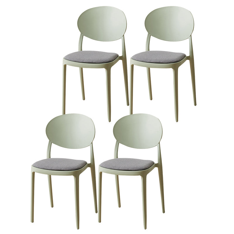 Scandinavian Plastic Armless Chair Indoor-Outdoor Open Back Chair Green Fabric 4 Piece Set Clearhalo 'Dining Chairs' 'Dining Tables & Seating' 'dining_chair' 'furn' 'furn_dining_chair' 'Furniture' 'furniture_dining_chair' 'Kitchen & Dining Furniture' 5053960