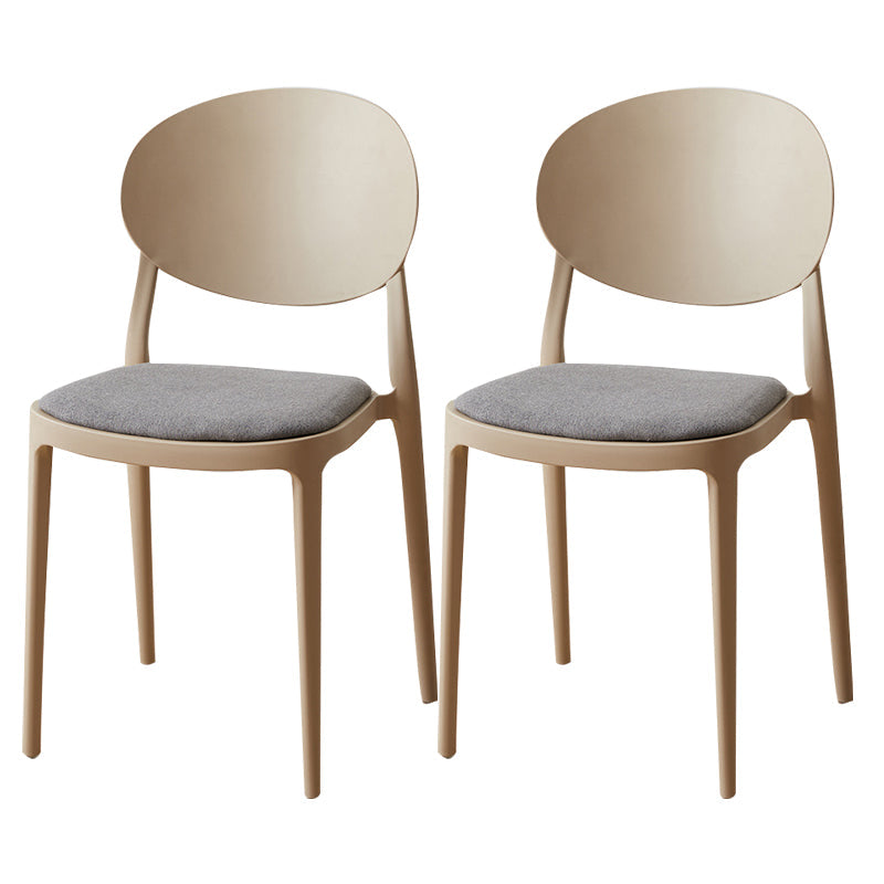 Scandinavian Plastic Armless Chair Indoor-Outdoor Open Back Chair Camel Fabric 2 Piece Set Clearhalo 'Dining Chairs' 'Dining Tables & Seating' 'dining_chair' 'furn' 'furn_dining_chair' 'Furniture' 'furniture_dining_chair' 'Kitchen & Dining Furniture' 5053962