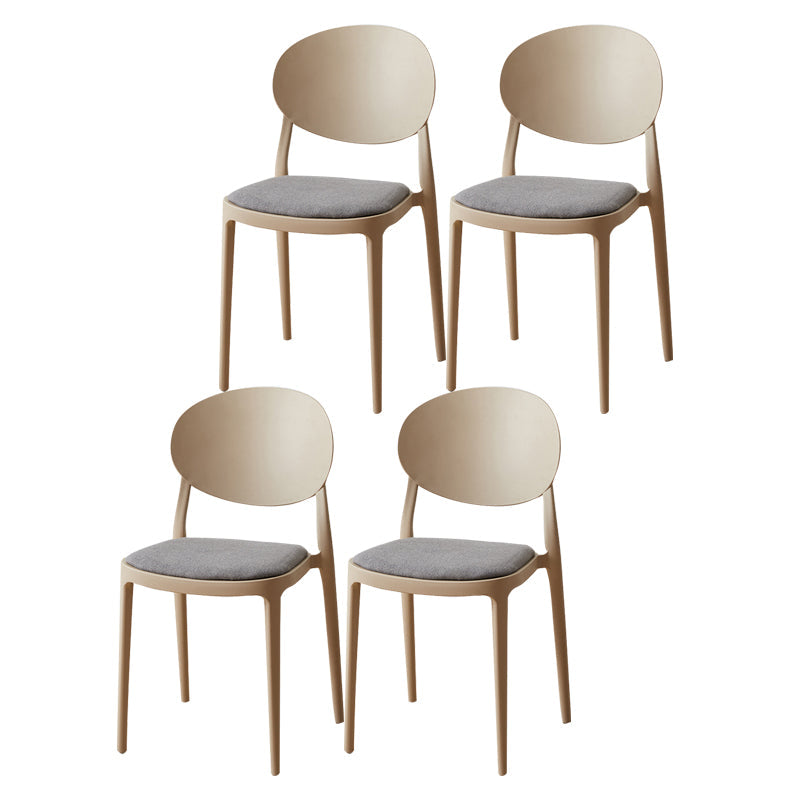 Scandinavian Plastic Armless Chair Indoor-Outdoor Open Back Chair Camel Fabric 4 Piece Set Clearhalo 'Dining Chairs' 'Dining Tables & Seating' 'dining_chair' 'furn' 'furn_dining_chair' 'Furniture' 'furniture_dining_chair' 'Kitchen & Dining Furniture' 5053963