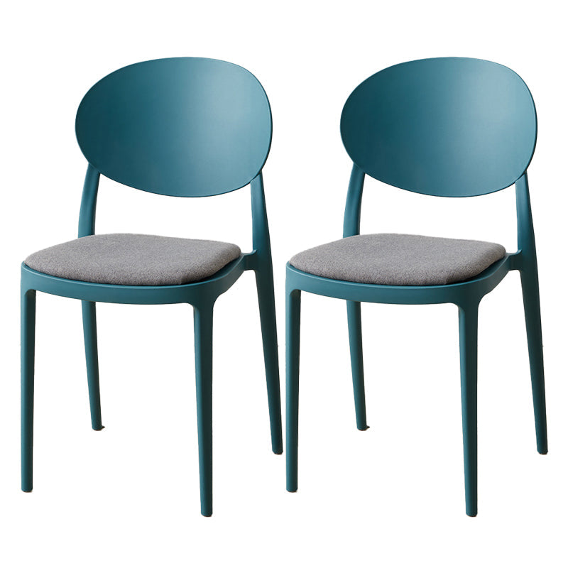 Scandinavian Plastic Armless Chair Indoor-Outdoor Open Back Chair Peacock Blue Fabric 2 Piece Set Clearhalo 'Dining Chairs' 'Dining Tables & Seating' 'dining_chair' 'furn' 'furn_dining_chair' 'Furniture' 'furniture_dining_chair' 'Kitchen & Dining Furniture' 5053965