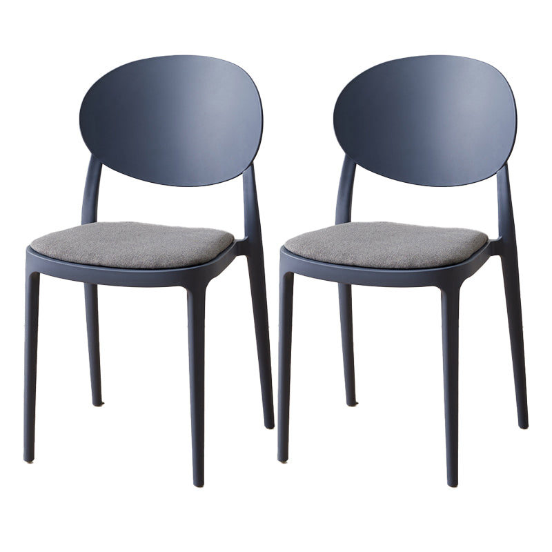 Scandinavian Plastic Armless Chair Indoor-Outdoor Open Back Chair Gray-Blue Fabric 2 Piece Set Clearhalo 'Dining Chairs' 'Dining Tables & Seating' 'dining_chair' 'furn' 'furn_dining_chair' 'Furniture' 'furniture_dining_chair' 'Kitchen & Dining Furniture' 5053968