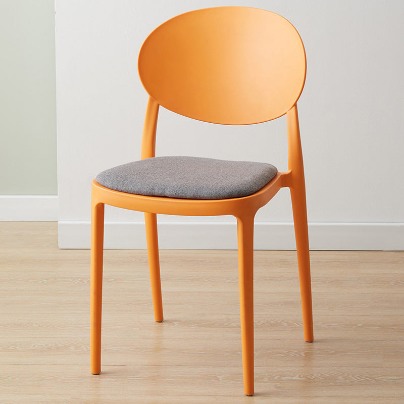 Scandinavian Plastic Armless Chair Indoor-Outdoor Open Back Chair Orange Fabric 1 Piece Clearhalo 'Dining Chairs' 'Dining Tables & Seating' 'dining_chair' 'furn' 'furn_dining_chair' 'Furniture' 'furniture_dining_chair' 'Kitchen & Dining Furniture' 5053970