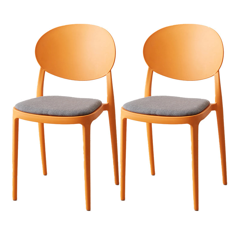 Scandinavian Plastic Armless Chair Indoor-Outdoor Open Back Chair Orange Fabric 2 Piece Set Clearhalo 'Dining Chairs' 'Dining Tables & Seating' 'dining_chair' 'furn' 'furn_dining_chair' 'Furniture' 'furniture_dining_chair' 'Kitchen & Dining Furniture' 5053971