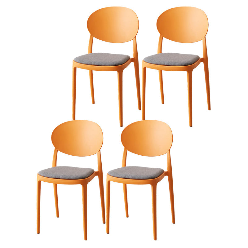 Scandinavian Plastic Armless Chair Indoor-Outdoor Open Back Chair Orange Fabric 4 Piece Set Clearhalo 'Dining Chairs' 'Dining Tables & Seating' 'dining_chair' 'furn' 'furn_dining_chair' 'Furniture' 'furniture_dining_chair' 'Kitchen & Dining Furniture' 5053972