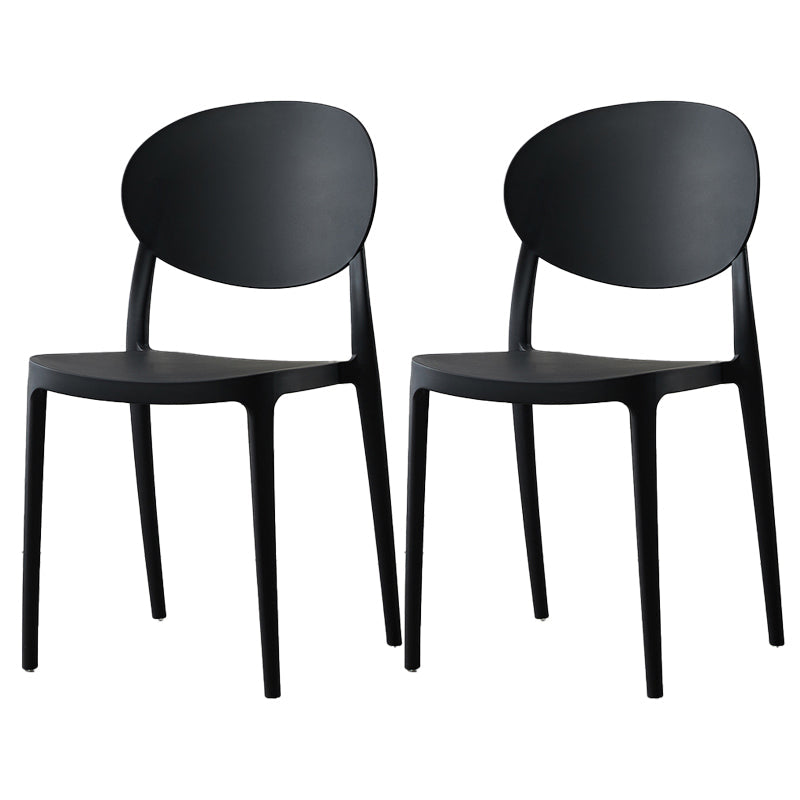 Scandinavian Plastic Armless Chair Indoor-Outdoor Open Back Chair Black Plastic & Acrylic 2 Piece Set Clearhalo 'Dining Chairs' 'Dining Tables & Seating' 'dining_chair' 'furn' 'furn_dining_chair' 'Furniture' 'furniture_dining_chair' 'Kitchen & Dining Furniture' 5053974