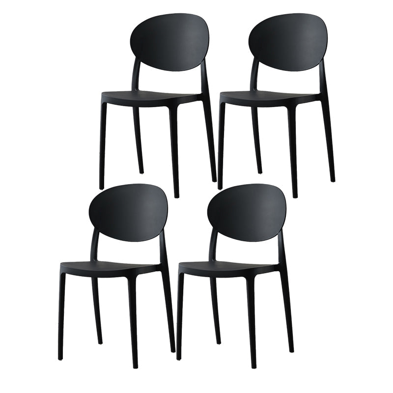 Scandinavian Plastic Armless Chair Indoor-Outdoor Open Back Chair Black Plastic & Acrylic 4 Piece Set Clearhalo 'Dining Chairs' 'Dining Tables & Seating' 'dining_chair' 'furn' 'furn_dining_chair' 'Furniture' 'furniture_dining_chair' 'Kitchen & Dining Furniture' 5053975