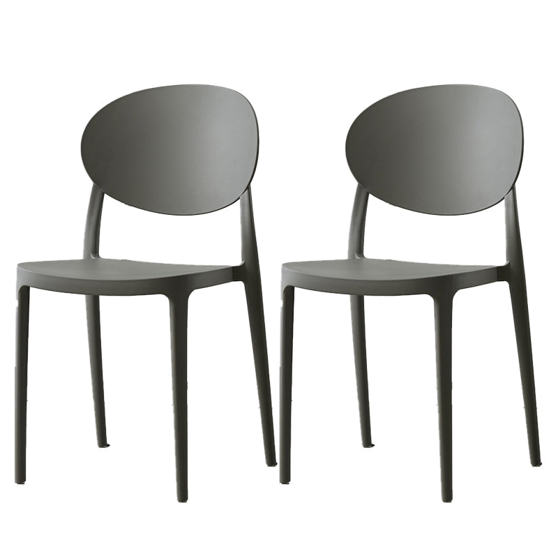 Scandinavian Plastic Armless Chair Indoor-Outdoor Open Back Chair Grey Plastic & Acrylic 2 Piece Set Clearhalo 'Dining Chairs' 'Dining Tables & Seating' 'dining_chair' 'furn' 'furn_dining_chair' 'Furniture' 'furniture_dining_chair' 'Kitchen & Dining Furniture' 5053977