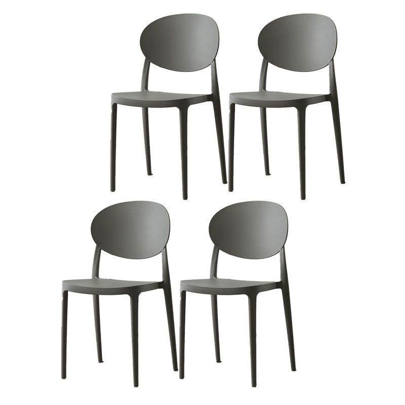 Scandinavian Plastic Armless Chair Indoor-Outdoor Open Back Chair Grey Plastic & Acrylic 4 Piece Set Clearhalo 'Dining Chairs' 'Dining Tables & Seating' 'dining_chair' 'furn' 'furn_dining_chair' 'Furniture' 'furniture_dining_chair' 'Kitchen & Dining Furniture' 5053978