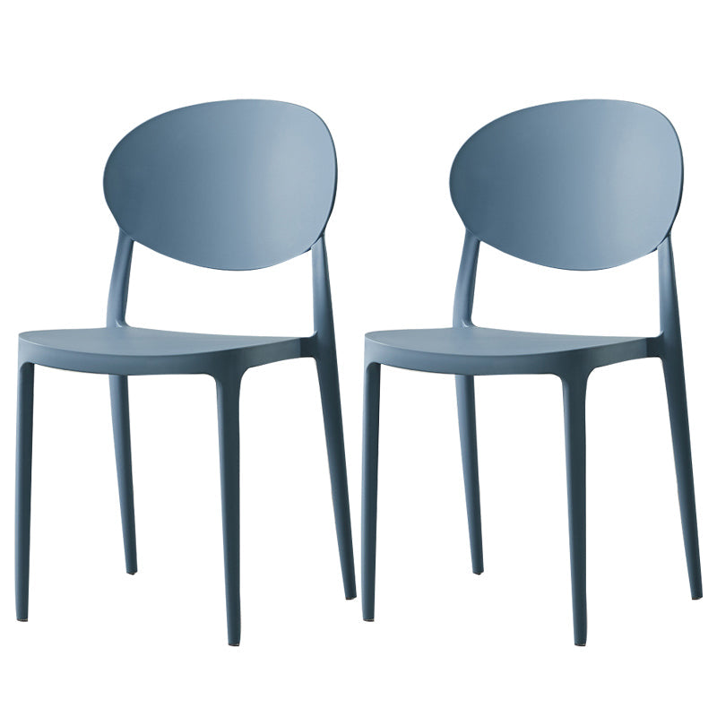 Scandinavian Plastic Armless Chair Indoor-Outdoor Open Back Chair Blue Plastic & Acrylic 2 Piece Set Clearhalo 'Dining Chairs' 'Dining Tables & Seating' 'dining_chair' 'furn' 'furn_dining_chair' 'Furniture' 'furniture_dining_chair' 'Kitchen & Dining Furniture' 5053986