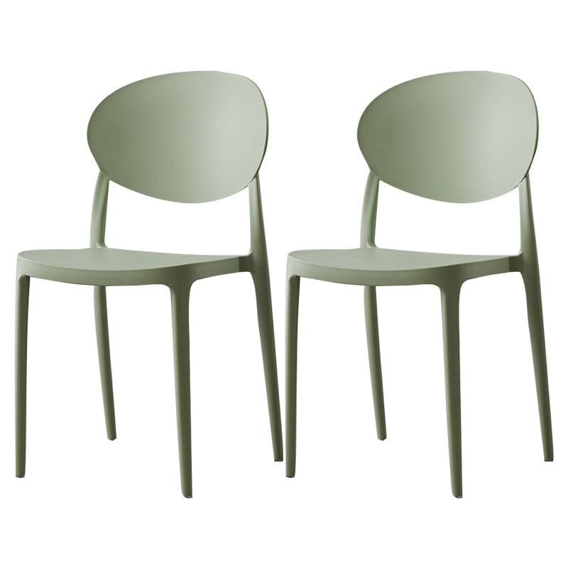 Scandinavian Plastic Armless Chair Indoor-Outdoor Open Back Chair Green Plastic & Acrylic 2 Piece Set Clearhalo 'Dining Chairs' 'Dining Tables & Seating' 'dining_chair' 'furn' 'furn_dining_chair' 'Furniture' 'furniture_dining_chair' 'Kitchen & Dining Furniture' 5053989