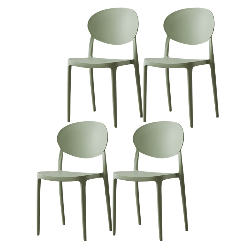 Scandinavian Plastic Armless Chair Indoor-Outdoor Open Back Chair Green Plastic & Acrylic 4 Piece Set Clearhalo 'Dining Chairs' 'Dining Tables & Seating' 'dining_chair' 'furn' 'furn_dining_chair' 'Furniture' 'furniture_dining_chair' 'Kitchen & Dining Furniture' 5053990
