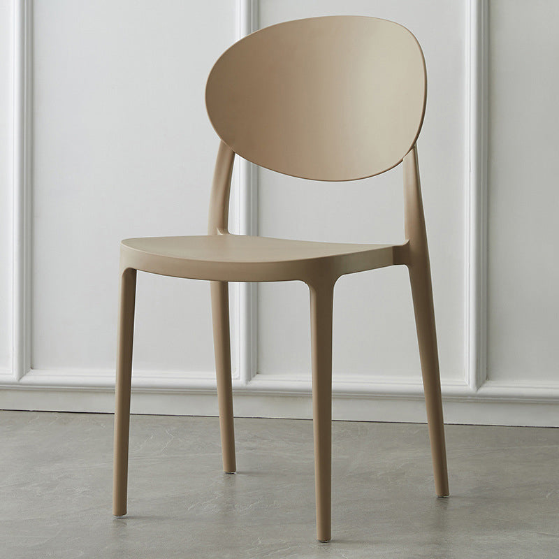 Scandinavian Plastic Armless Chair Indoor-Outdoor Open Back Chair Camel Plastic & Acrylic 1 Piece Clearhalo 'Dining Chairs' 'Dining Tables & Seating' 'dining_chair' 'furn' 'furn_dining_chair' 'Furniture' 'furniture_dining_chair' 'Kitchen & Dining Furniture' 5053991