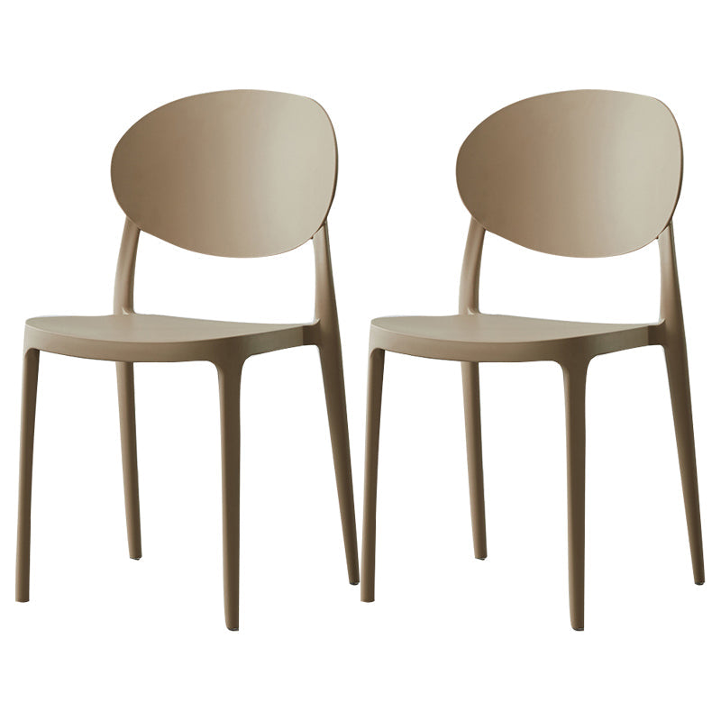 Scandinavian Plastic Armless Chair Indoor-Outdoor Open Back Chair Camel Plastic & Acrylic 2 Piece Set Clearhalo 'Dining Chairs' 'Dining Tables & Seating' 'dining_chair' 'furn' 'furn_dining_chair' 'Furniture' 'furniture_dining_chair' 'Kitchen & Dining Furniture' 5053992