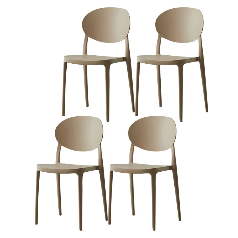 Scandinavian Plastic Armless Chair Indoor-Outdoor Open Back Chair Camel Plastic & Acrylic 4 Piece Set Clearhalo 'Dining Chairs' 'Dining Tables & Seating' 'dining_chair' 'furn' 'furn_dining_chair' 'Furniture' 'furniture_dining_chair' 'Kitchen & Dining Furniture' 5053993