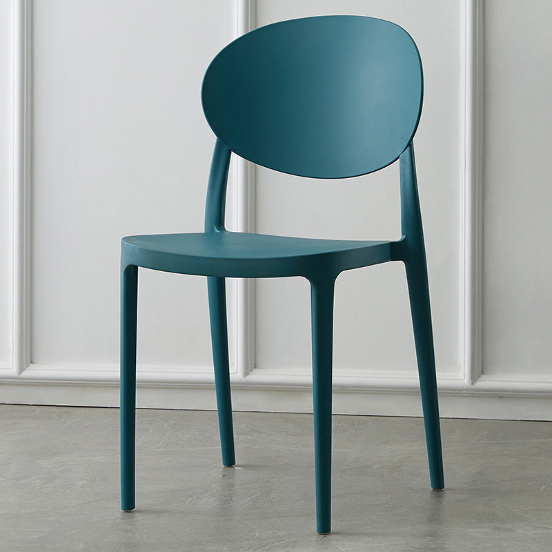 Scandinavian Plastic Armless Chair Indoor-Outdoor Open Back Chair Peacock Blue Plastic & Acrylic 1 Piece Clearhalo 'Dining Chairs' 'Dining Tables & Seating' 'dining_chair' 'furn' 'furn_dining_chair' 'Furniture' 'furniture_dining_chair' 'Kitchen & Dining Furniture' 5053994