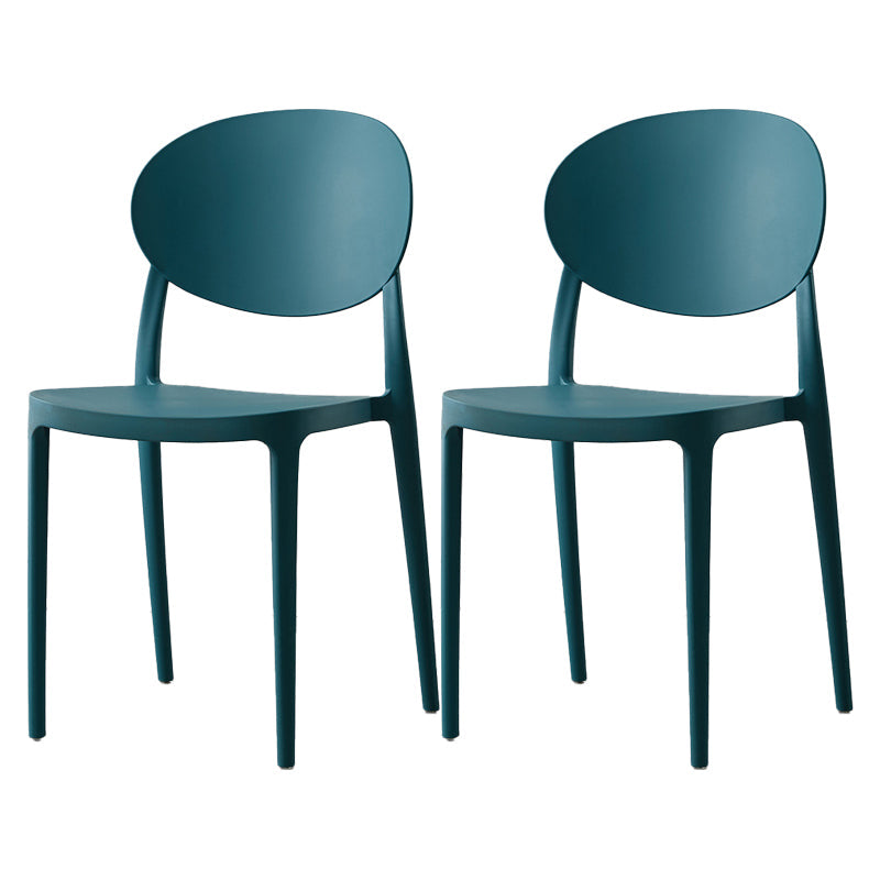 Scandinavian Plastic Armless Chair Indoor-Outdoor Open Back Chair Peacock Blue Plastic & Acrylic 2 Piece Set Clearhalo 'Dining Chairs' 'Dining Tables & Seating' 'dining_chair' 'furn' 'furn_dining_chair' 'Furniture' 'furniture_dining_chair' 'Kitchen & Dining Furniture' 5053995
