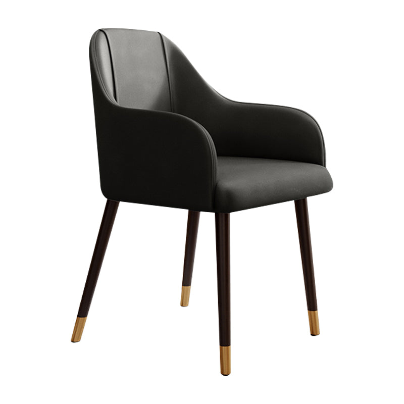 PU Leather Arm Chair Glam Style Dining Dining Arm Chair for Dining Room Black 1 Piece Clearhalo 'Dining Chairs' 'Dining Tables & Seating' 'dining_chair' 'furn' 'furn_dining_chair' 'Furniture' 'furniture_dining_chair' 'Kitchen & Dining Furniture' 5054005