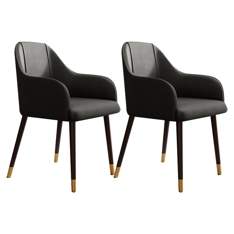 PU Leather Arm Chair Glam Style Dining Dining Arm Chair for Dining Room Black 2 Piece Set Clearhalo 'Dining Chairs' 'Dining Tables & Seating' 'dining_chair' 'furn' 'furn_dining_chair' 'Furniture' 'furniture_dining_chair' 'Kitchen & Dining Furniture' 5054006