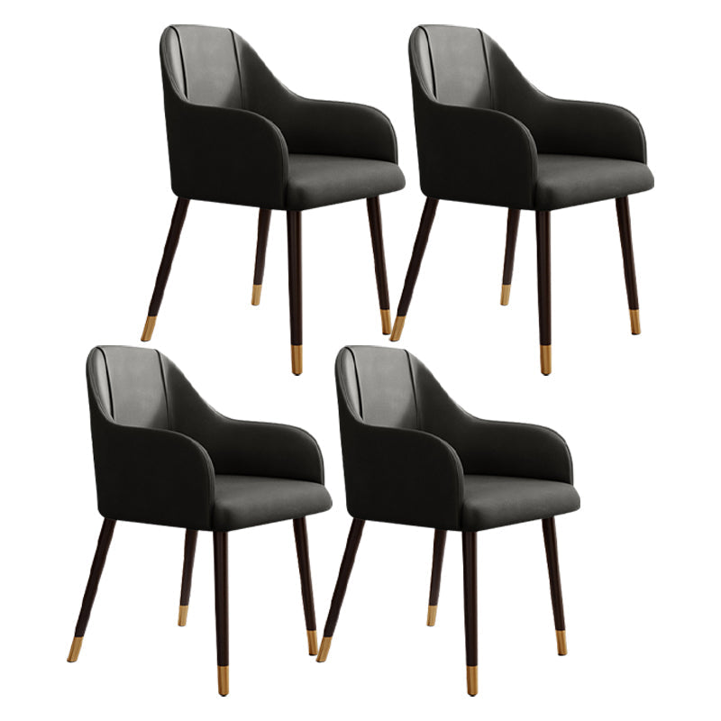 PU Leather Arm Chair Glam Style Dining Dining Arm Chair for Dining Room Black 4 Piece Set Clearhalo 'Dining Chairs' 'Dining Tables & Seating' 'dining_chair' 'furn' 'furn_dining_chair' 'Furniture' 'furniture_dining_chair' 'Kitchen & Dining Furniture' 5054008