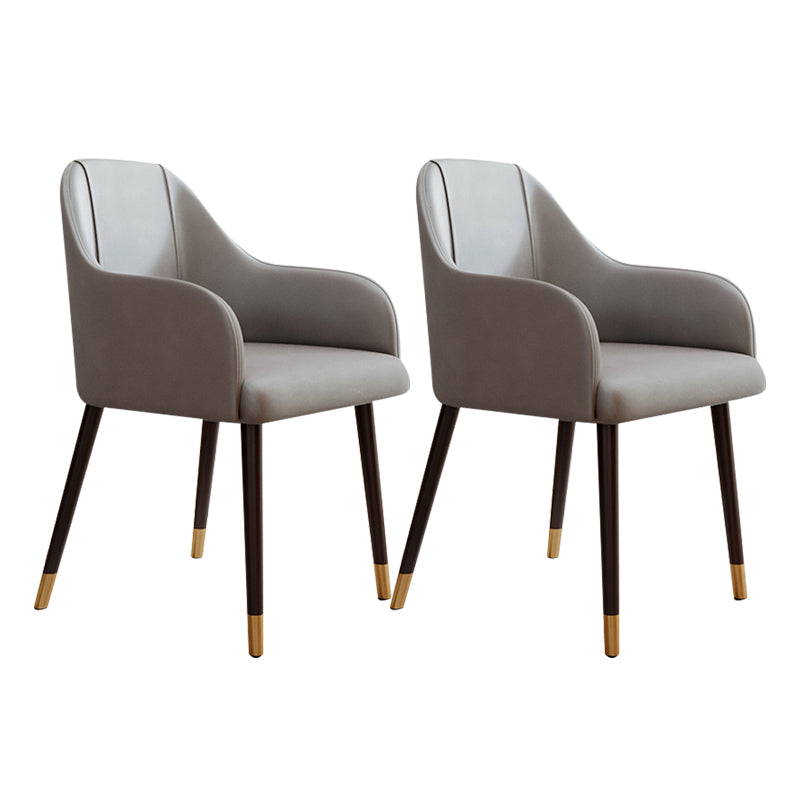 PU Leather Arm Chair Glam Style Dining Dining Arm Chair for Dining Room Grey 2 Piece Set Clearhalo 'Dining Chairs' 'Dining Tables & Seating' 'dining_chair' 'furn' 'furn_dining_chair' 'Furniture' 'furniture_dining_chair' 'Kitchen & Dining Furniture' 5054012