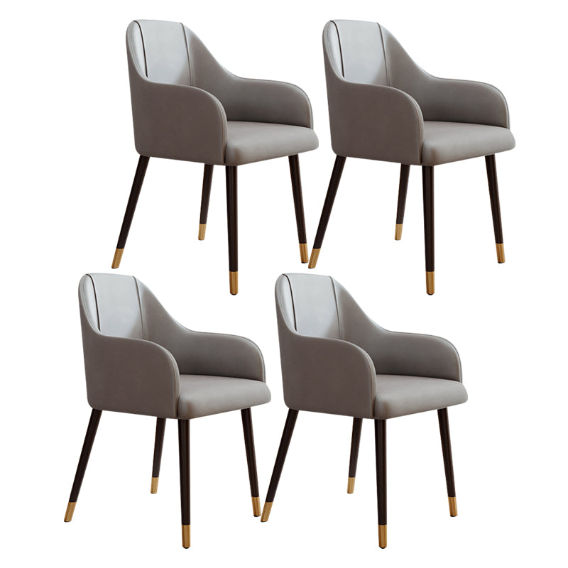 PU Leather Arm Chair Glam Style Dining Dining Arm Chair for Dining Room Grey 4 Piece Set Clearhalo 'Dining Chairs' 'Dining Tables & Seating' 'dining_chair' 'furn' 'furn_dining_chair' 'Furniture' 'furniture_dining_chair' 'Kitchen & Dining Furniture' 5054014