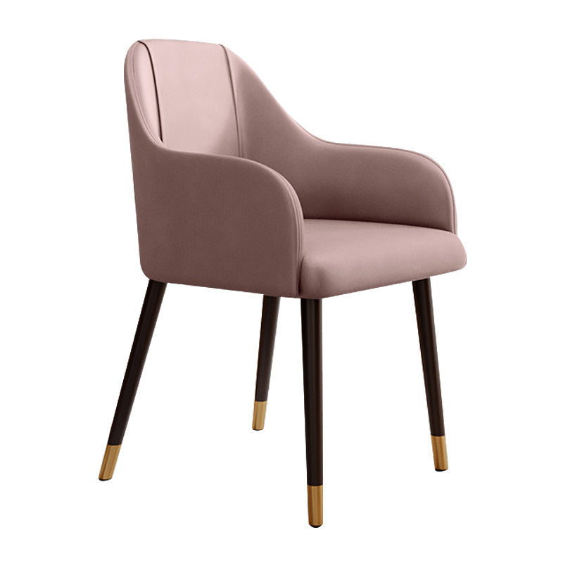 PU Leather Arm Chair Glam Style Dining Dining Arm Chair for Dining Room Pink 1 Piece Clearhalo 'Dining Chairs' 'Dining Tables & Seating' 'dining_chair' 'furn' 'furn_dining_chair' 'Furniture' 'furniture_dining_chair' 'Kitchen & Dining Furniture' 5054016