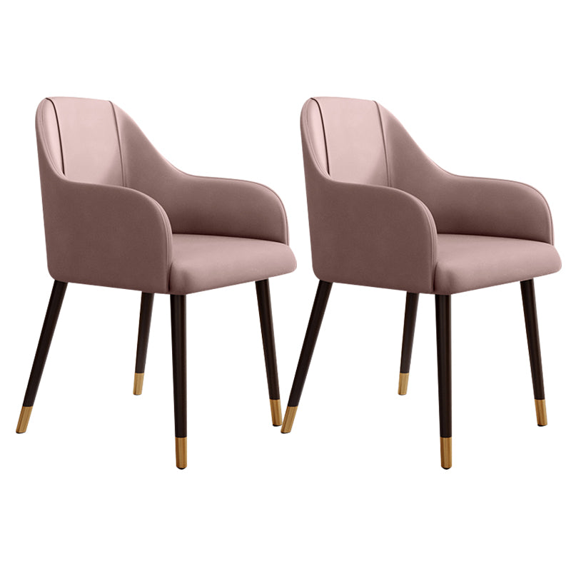 PU Leather Arm Chair Glam Style Dining Dining Arm Chair for Dining Room Pink 2 Piece Set Clearhalo 'Dining Chairs' 'Dining Tables & Seating' 'dining_chair' 'furn' 'furn_dining_chair' 'Furniture' 'furniture_dining_chair' 'Kitchen & Dining Furniture' 5054018