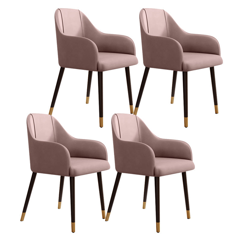 PU Leather Arm Chair Glam Style Dining Dining Arm Chair for Dining Room Pink 4 Piece Set Clearhalo 'Dining Chairs' 'Dining Tables & Seating' 'dining_chair' 'furn' 'furn_dining_chair' 'Furniture' 'furniture_dining_chair' 'Kitchen & Dining Furniture' 5054021