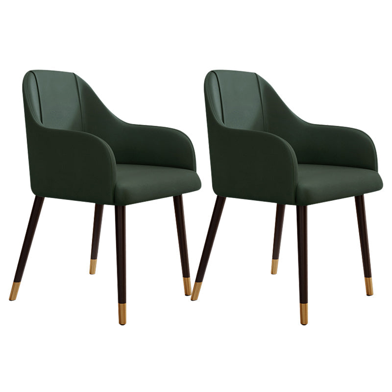PU Leather Arm Chair Glam Style Dining Dining Arm Chair for Dining Room Green 2 Piece Set Clearhalo 'Dining Chairs' 'Dining Tables & Seating' 'dining_chair' 'furn' 'furn_dining_chair' 'Furniture' 'furniture_dining_chair' 'Kitchen & Dining Furniture' 5054031