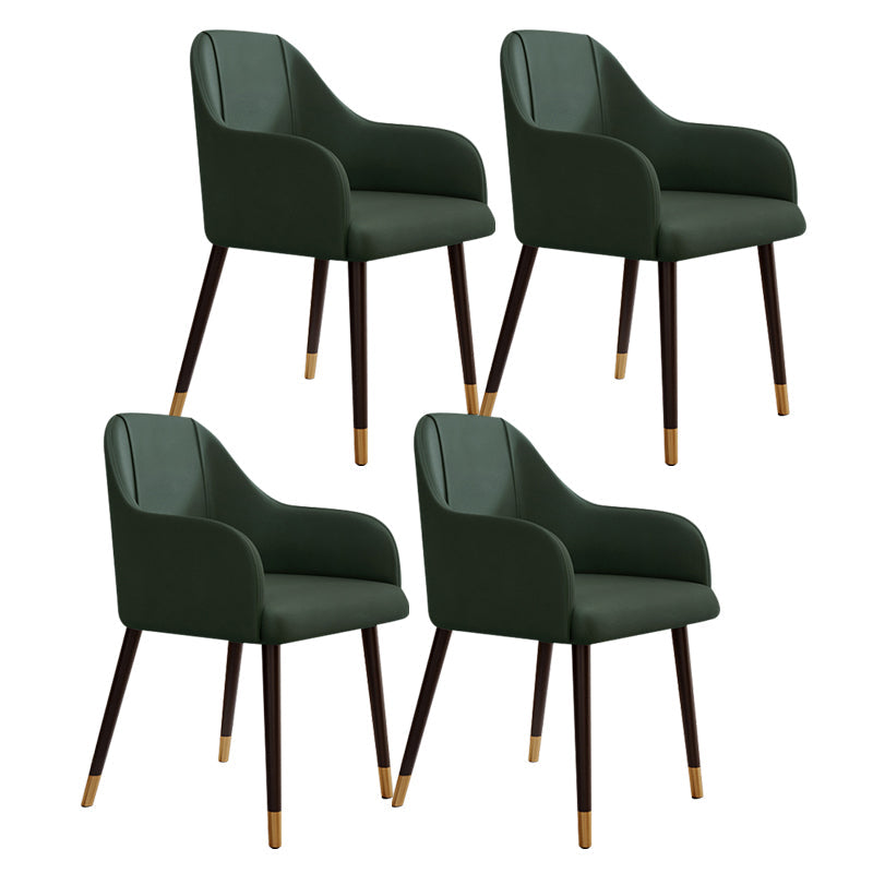 PU Leather Arm Chair Glam Style Dining Dining Arm Chair for Dining Room Green 4 Piece Set Clearhalo 'Dining Chairs' 'Dining Tables & Seating' 'dining_chair' 'furn' 'furn_dining_chair' 'Furniture' 'furniture_dining_chair' 'Kitchen & Dining Furniture' 5054032