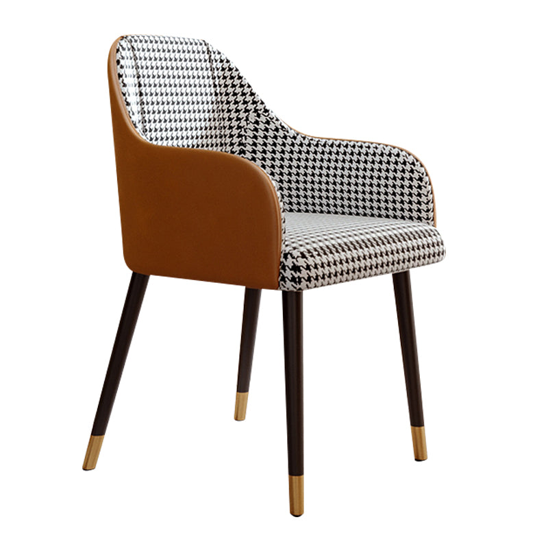 PU Leather Arm Chair Glam Style Dining Dining Arm Chair for Dining Room Black-Orange 1 Piece Clearhalo 'Dining Chairs' 'Dining Tables & Seating' 'dining_chair' 'furn' 'furn_dining_chair' 'Furniture' 'furniture_dining_chair' 'Kitchen & Dining Furniture' 5054033