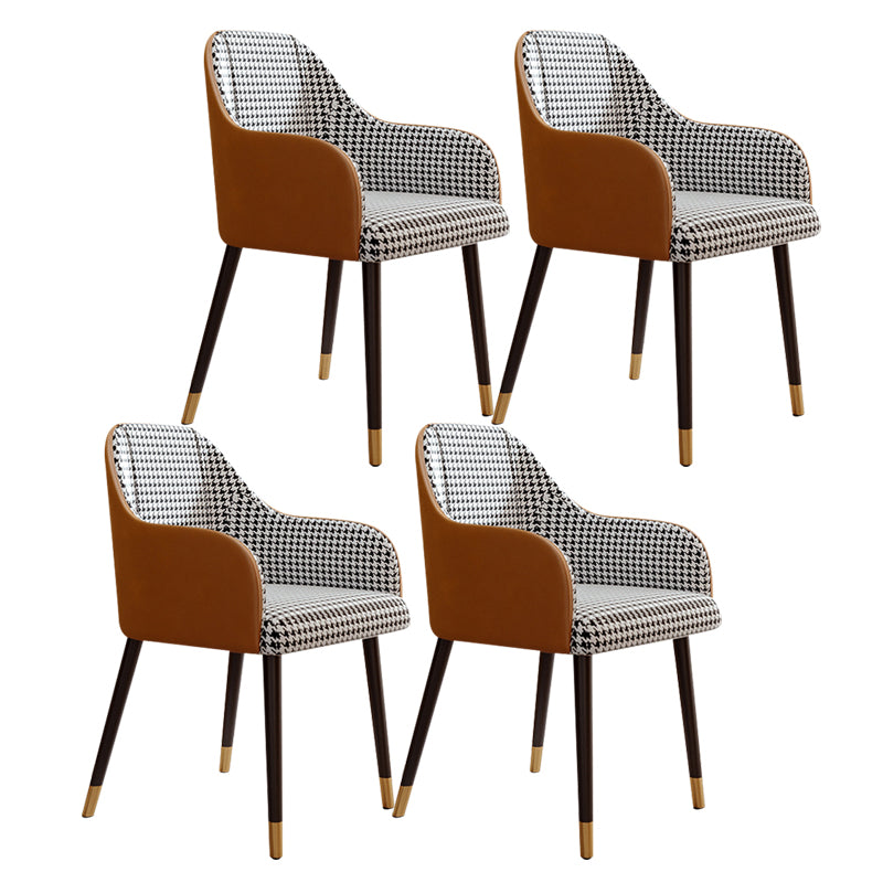 PU Leather Arm Chair Glam Style Dining Dining Arm Chair for Dining Room Black-Orange 4 Piece Set Clearhalo 'Dining Chairs' 'Dining Tables & Seating' 'dining_chair' 'furn' 'furn_dining_chair' 'Furniture' 'furniture_dining_chair' 'Kitchen & Dining Furniture' 5054035