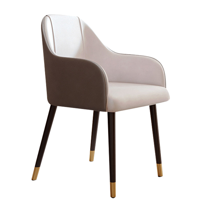 PU Leather Arm Chair Glam Style Dining Dining Arm Chair for Dining Room White-Gray 1 Piece Clearhalo 'Dining Chairs' 'Dining Tables & Seating' 'dining_chair' 'furn' 'furn_dining_chair' 'Furniture' 'furniture_dining_chair' 'Kitchen & Dining Furniture' 5054036